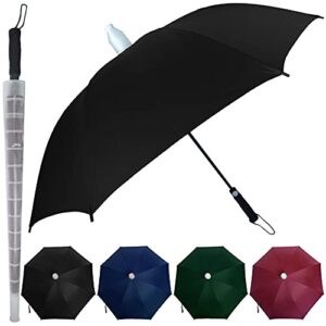 innovate golf umbrella – telescopic cover attachment – fibreglass frame – automatic open button – windproof – uv protection with blackout shade – large canopy – non-drip – quick drying (midnight black)