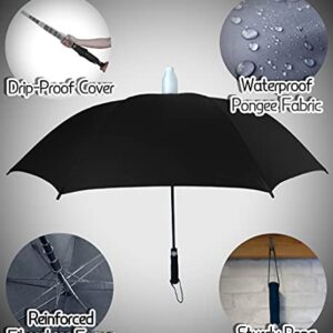 Innovate Golf Umbrella – Telescopic Cover Attachment – Fibreglass Frame – Automatic Open Button – Windproof – UV Protection with Blackout Shade – Large Canopy – Non-Drip – Quick Drying (Midnight Black)