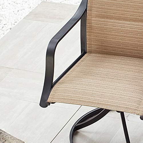 LOKATSE HOME 2-Piece Patio Outdoor Textilene Fabric Steel Swivel Dining Chair Set with 2 Single Rocking Chairs -Beige