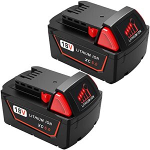 Rocivic 2 Packs 6.0Ah Replace for Milwaukee 18V Battery, Compatible with Milwaukee 18 Volt M18 48-11-1820 48-11-1812 48-11-1850 48-11-1828 48-11-1828 48-11-1815 Cordless Power Tools