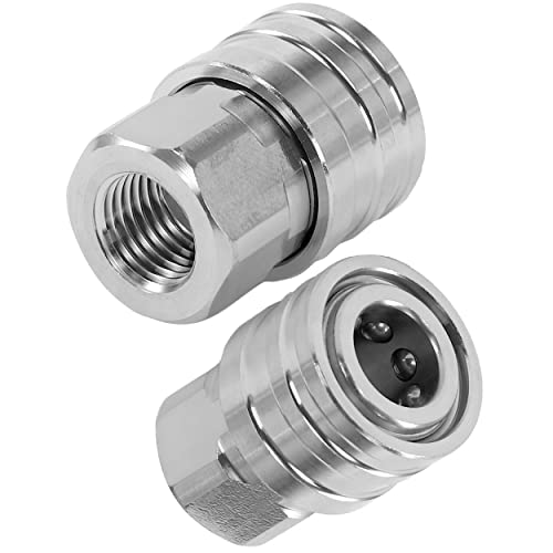 JOEJET 1/4" Pressure Washer Quick Connect Fittings-Stainless Steel Pressure Washer Adapter-1/4" Quick Disconnect Socket to 1/4" NPT Female Coupler-5000 PSI