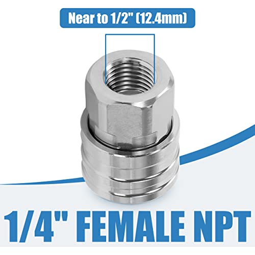 JOEJET 1/4" Pressure Washer Quick Connect Fittings-Stainless Steel Pressure Washer Adapter-1/4" Quick Disconnect Socket to 1/4" NPT Female Coupler-5000 PSI