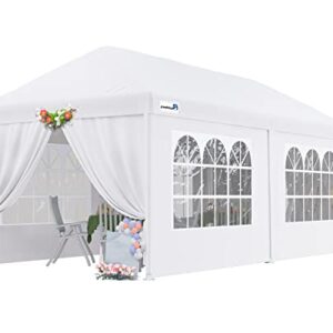 Peaktop Outdoor 10'x20' Heavy Duty Canopy Gazebo Outdoor Party Wedding Tent Pavilion with 4 Removable Side Walls