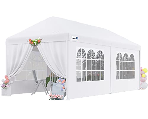 Peaktop Outdoor 10'x20' Heavy Duty Canopy Gazebo Outdoor Party Wedding Tent Pavilion with 4 Removable Side Walls