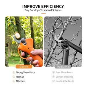 Adedad Electric Pruning Shears with 2 Pcs Rechargeable Lithium Batteries, Cordless Pruner Tree Branch Scissors with Brushless Motor, 30mm Cutting Diameter