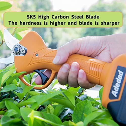 Adedad Electric Pruning Shears with 2 Pcs Rechargeable Lithium Batteries, Cordless Pruner Tree Branch Scissors with Brushless Motor, 30mm Cutting Diameter