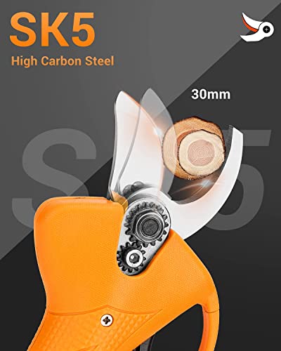 Adedad Electric Pruning Shears with 2 Pcs Rechargeable Lithium Batteries, Cordless Pruner Tree Branch Scissors with Brushless Motor, 30mm Cutting Diameter