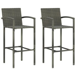 bar stools 2 pcs gray poly rattan
