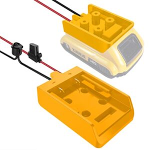 power wheel adapter with fuse & switch, secure battery adapter for dewalt 20v lithium battery with 12 gauge wire, good power convertor for diy ride on truck, robotics, rc toys and work lights