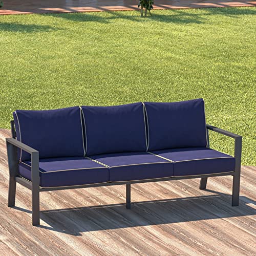 Creative Living Sofa Outdoor Deep Seating Patio 24x24 Replacement Cushions, 6 Piece Set, Navy