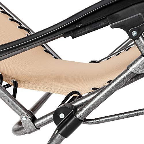 Set of 2 Non-Gravity Outdoor Lounge Chairs Sunshade Cup Holder Mobile Slot Folding Patio Chairs Canopy Tray (LEGENDARY-YES)