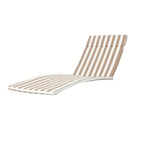 christopher knight home salem outdoor water resistant chaise lounge cushion, brown and white stripes, 79.25″ l x 27.50″ w x 1.50″ h