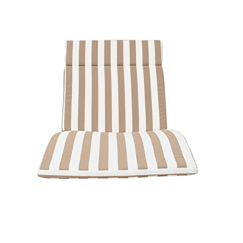 Christopher Knight Home Salem Outdoor Water Resistant Chaise Lounge Cushion, Brown And White Stripes, 79.25" L x 27.50" W x 1.50" H