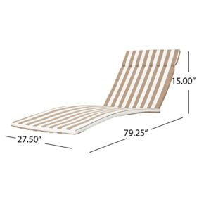 Christopher Knight Home Salem Outdoor Water Resistant Chaise Lounge Cushion, Brown And White Stripes, 79.25" L x 27.50" W x 1.50" H