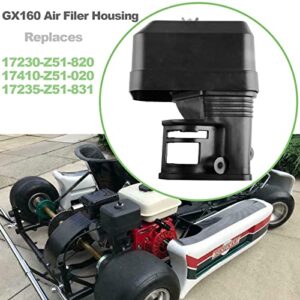 GX160 Air Filter Housing with Air Filter Assembly for Honda GX120 GX140 GX160 GX200 168F Engine Lawn Mower Replace 17230-Z51-820 17410-Z51-020 17235-Z51-831