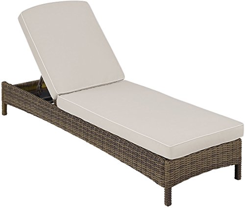 Crosley Furniture KO70070WB-SA Bradenton Outdoor Wicker Chaise Lounge with Sand Cushions