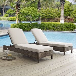 Crosley Furniture KO70070WB-SA Bradenton Outdoor Wicker Chaise Lounge with Sand Cushions