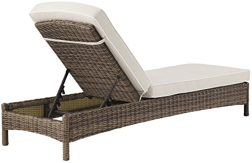 Crosley Furniture KO70070WB-SA Bradenton Outdoor Wicker Chaise Lounge with Sand Cushions