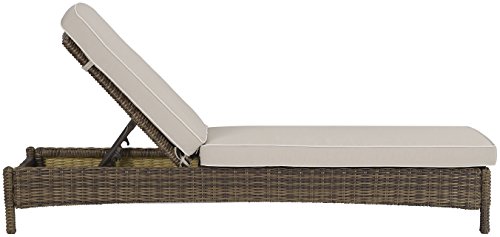 Crosley Furniture KO70070WB-SA Bradenton Outdoor Wicker Chaise Lounge with Sand Cushions