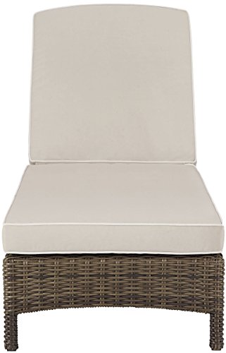 Crosley Furniture KO70070WB-SA Bradenton Outdoor Wicker Chaise Lounge with Sand Cushions