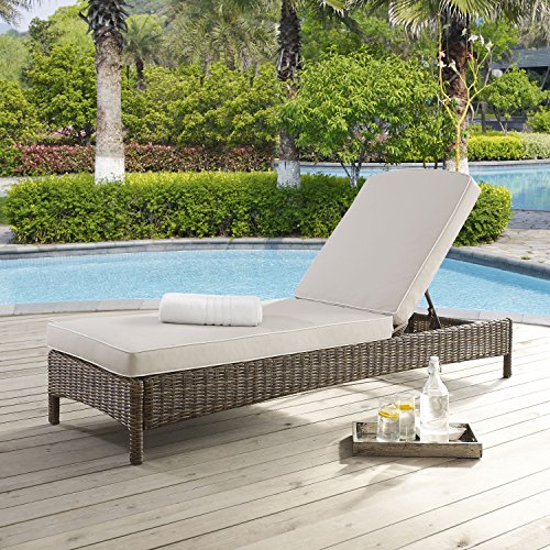 Crosley Furniture KO70070WB-SA Bradenton Outdoor Wicker Chaise Lounge with Sand Cushions