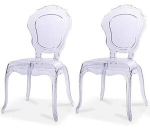 2xhome – belle style ghost chair ghost armchair dining room chair – armchair lounge chair seat higher fine modern designer artistic classic mold (clear bella x2)