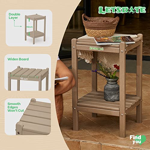 letsdate 3-Piece Patio Rocking Chairs Set | 2 Love High Back Plastic Rocking Chairs with 1 Side Table, Outdoor & Indoor | HDPE |Easy to Assemble | for Lawn, Porch(Medium Brown)