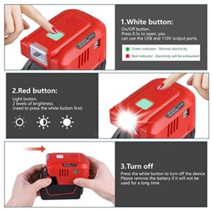Alian for Milwaukee 18V Lithium Battery Inverter Generator,for Milwaukee USB Charger Adapter with LED Light,for Milwaukee Portable Power Source,for Milwaukee 150 Watt Power Inverter,18V DC to 120V AC