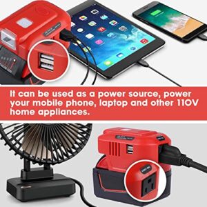 Alian for Milwaukee 18V Lithium Battery Inverter Generator,for Milwaukee USB Charger Adapter with LED Light,for Milwaukee Portable Power Source,for Milwaukee 150 Watt Power Inverter,18V DC to 120V AC