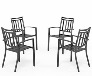 hera’s palace outdoor dining chairs set of 4, black patio chairs outdoor chairs with armrest, iron patio stackable chairs for poolside, balcony, yard