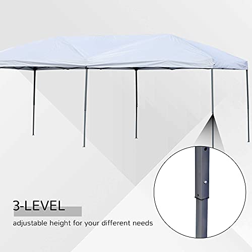 Outsunny 10' x 20' Pop Up Canopy with 6 Sidewall Mesh Netting, Outdoor Party Event Tent with Oxford Fabric Roof for Backyard Garden Patio, Cream White