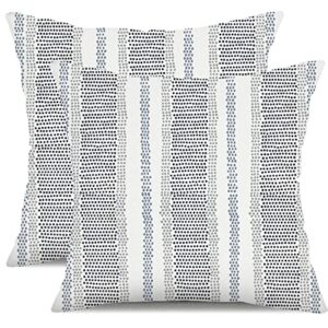 black and white outdoor waterproof striped throw pillow covers 18×18 inch set of 2 grey blue spot decor pillow covers for patio funiture garden living room