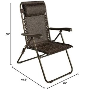 Bliss Hammocks GFC-612-J Wide Reclining Sling w/Pillow, Foldable, Outdoor, Lawn, Patio, Adjustable Lounge Chair, Weather & Rust Resistant, 275 Lbs Capacity, Jacard-Bronze Frame, 26-Inch