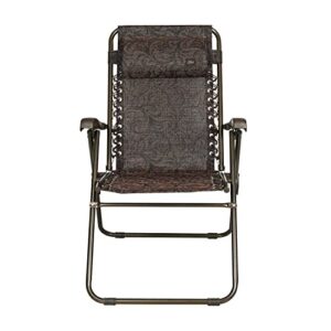 Bliss Hammocks GFC-612-J Wide Reclining Sling w/Pillow, Foldable, Outdoor, Lawn, Patio, Adjustable Lounge Chair, Weather & Rust Resistant, 275 Lbs Capacity, Jacard-Bronze Frame, 26-Inch