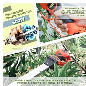 T TOVIA Professional Cordless Electric Pruning Shears Body without Battery, 25V Garden Tree Trimmer with Brushless Motor, 40mm Cutting Diameter, LCD Power Display
