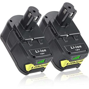 leisuda 2 pack 6.5ah 18v replacement battery for ryobi 18v lithium battery, compatible for ryobi 18v battery p197 p102 p108 p190 p103 p104 p105 p107 p109 18v one+ cordless tool