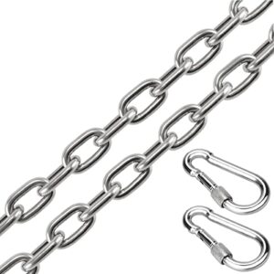 ymeibe heavy duty swing chains 1/5″ x 40″ with 2 carabiners, 500 lb capacity stainless steel hanging swing set for hammock punching bags indoor outdoor use (1 pack)
