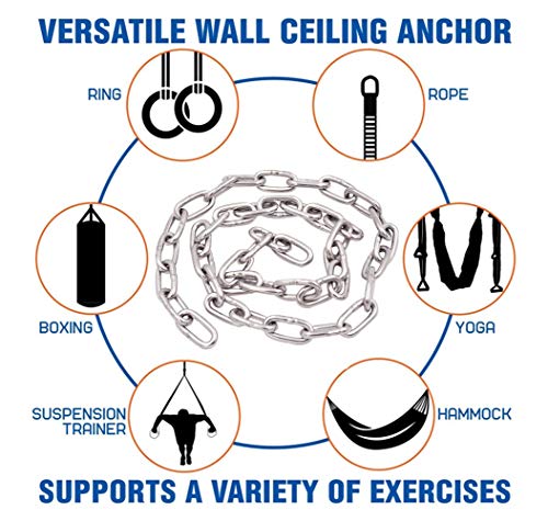 Ymeibe Heavy Duty Swing Chains 1/5" x 40" with 2 Carabiners, 500 LB Capacity Stainless Steel Hanging Swing Set for Hammock Punching Bags Indoor Outdoor Use (1 Pack)