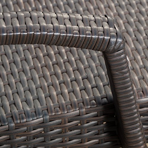 GDFStudio (Set of 2) Olivia Outdoor Brown Wicker Armed Chaise Lounge Chair