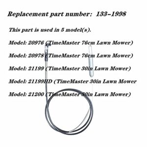 133-1998 Brake Cable, Compatible with Toro Timemaster Lawnmower Blade Brake Cable 133-1998 21199 21200 20976 20978