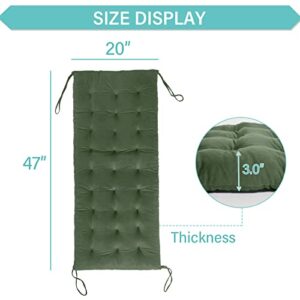 Tiita Rocking Chair Cushion with Ties Overstuffed Seat Back Cushion Pad Tufted Pillow for Outdoor Indoor Home (Green, 20 x 47 inch)