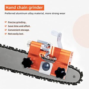 KEPDTAI Chainsaw Sharpener, Hand Cranked Chainsaw Sharpening Jig Kit with Storage Bag & Gloves, Portable Chain Saw Sharpener Tools, Chainsaw Files Accessories for All Kinds of Chain Saws (Orange)