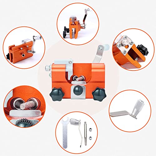 KEPDTAI Chainsaw Sharpener, Hand Cranked Chainsaw Sharpening Jig Kit with Storage Bag & Gloves, Portable Chain Saw Sharpener Tools, Chainsaw Files Accessories for All Kinds of Chain Saws (Orange)