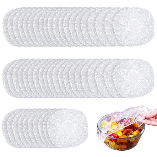 Linkidea 50 Pieces Elastic Food Storage Covers Reusable Stretch Plastic Wrap Bowl Covers Alternative to Foil for Family Outdoor Picnic