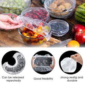 Linkidea 50 Pieces Elastic Food Storage Covers Reusable Stretch Plastic Wrap Bowl Covers Alternative to Foil for Family Outdoor Picnic