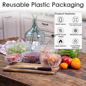 Linkidea 50 Pieces Elastic Food Storage Covers Reusable Stretch Plastic Wrap Bowl Covers Alternative to Foil for Family Outdoor Picnic