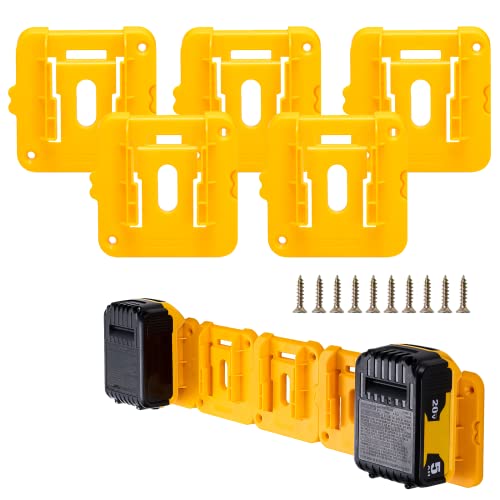 Crivnhar 5 Pack Battery Holder for Dewalt 20V Battery Mounts Dock Holder Fit for DCB200 DCB201 DCB202 DCB203 DCB204(w/10 Screws, No Battery)