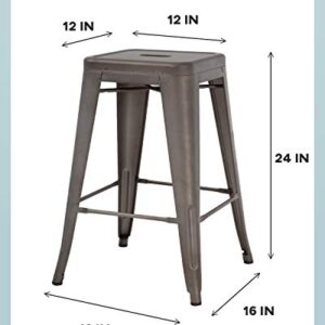FDW 24 Inch Metal Stools Bar Stools Set Height Stackable Barstools Indoor Outdoor Dining Backless Kitchen Bar Stools Set of 4
