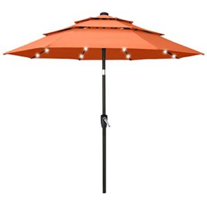 abccanopy solar led patio umbrellas 3-tiers 9ft (orange)
