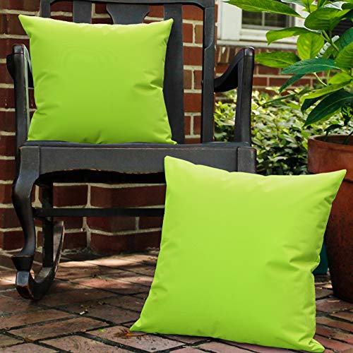 Lewondr Waterproof Outdoor Throw Pillow Cover, 2 Pack Solid PU Coating Throw Pillow Case UV Protection Garden Cushion Cover for Patio Sofa Couch Balcony 18"x18"(45x45cm) - Fluorescent Green